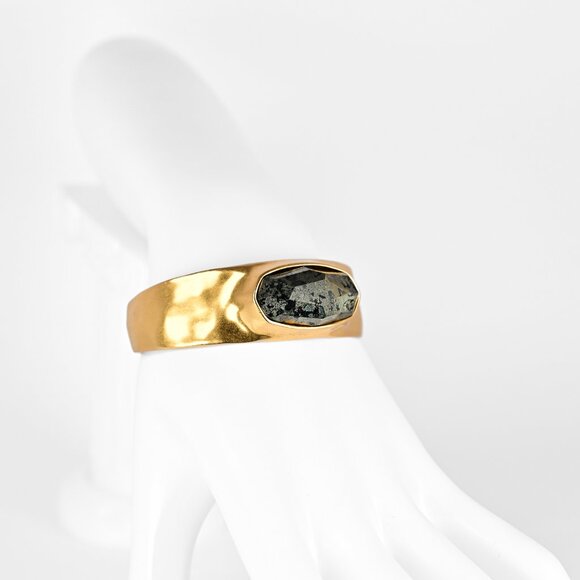 Kendra Scott Anna 14K Gold-plated Cuff Bracelet, Statement Bracelet Black Pyrite - Picture 4 of 12